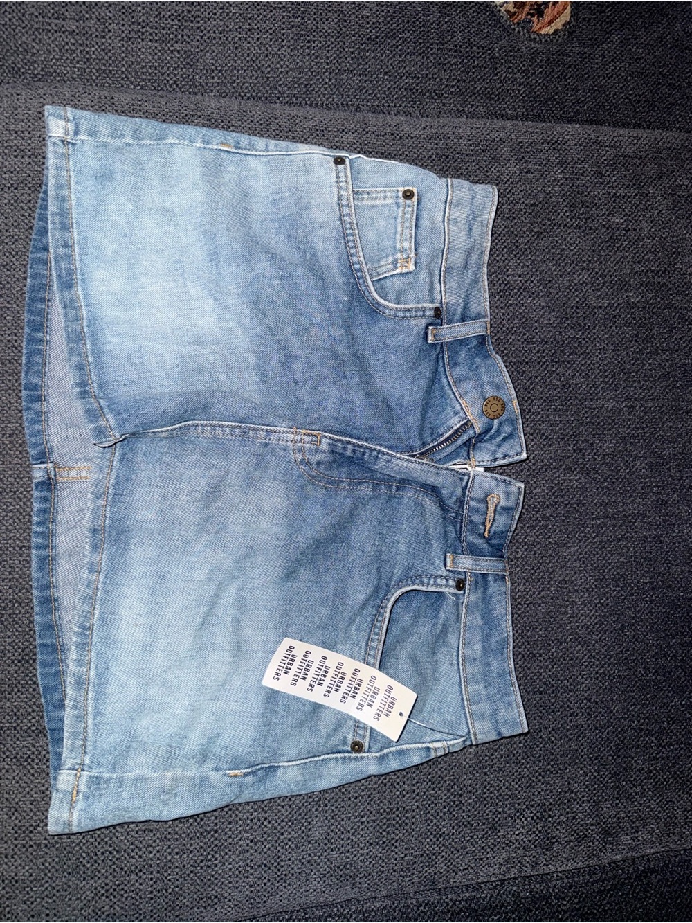 Urban Outfitters Light Blue Denim Mini Skirt-Style Shorts
